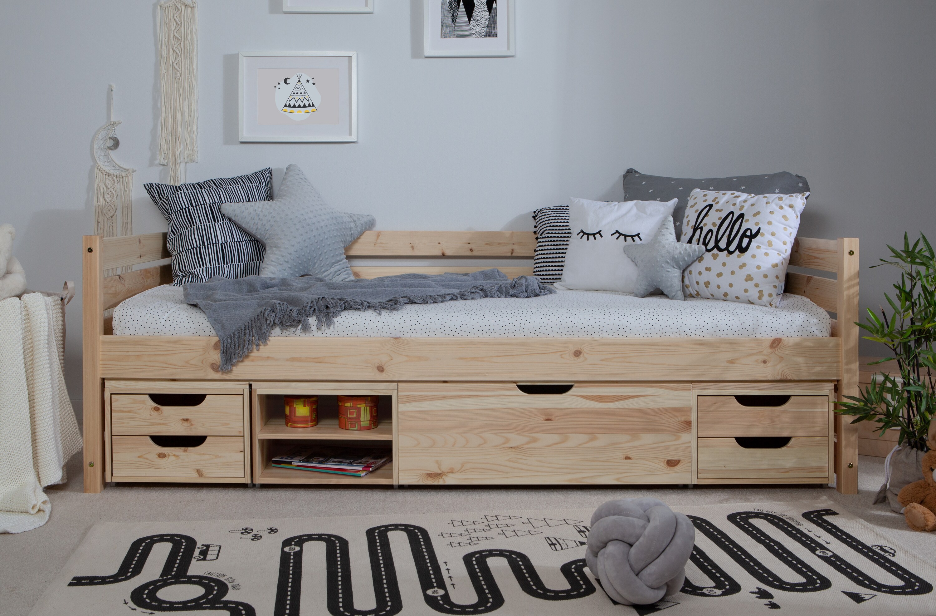 TiCAA Sofabett Naomi inkl. Funktionsschubkästen, 90x200