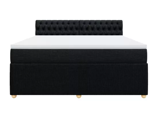 Sommier à lattes de lit avec matelas Noir 180x200 cm Tissu