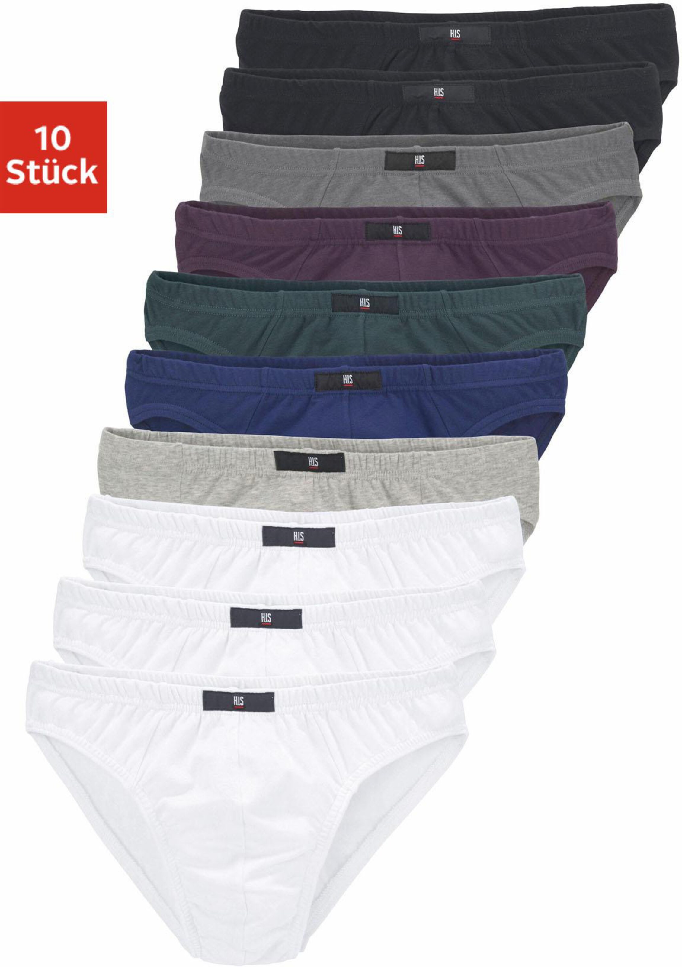 H.I.S Slip in weiß, grau-meliert, blau, blau-grün, aubergine, anthrazit, schwarz
