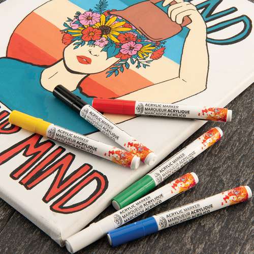 Royal & Langnickel® ACRYLIC MARKER – 6er-Sets, Reversible Tip