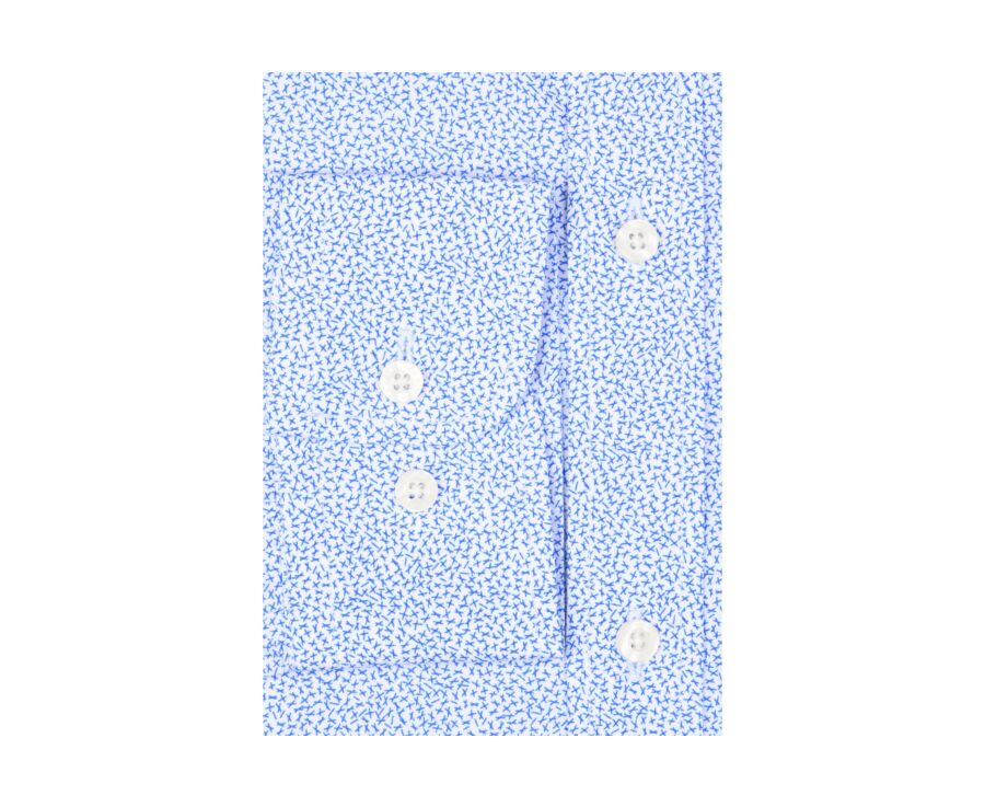 Chemise coton blanche imprimée motifs bleus - Col français - THIBERT