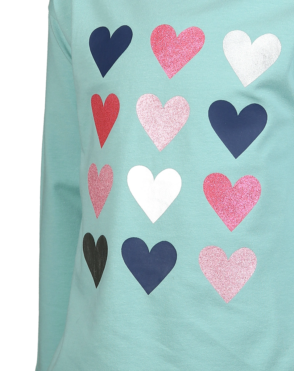 Langarmshirt BUNTE HERZEN in grün