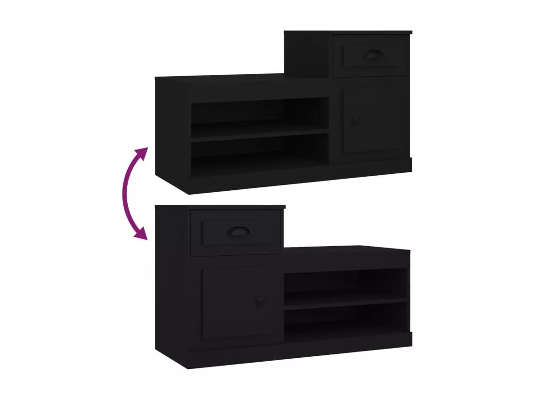 Armoire à chaussures noir 100x42x60 cm bois d'ingénierie