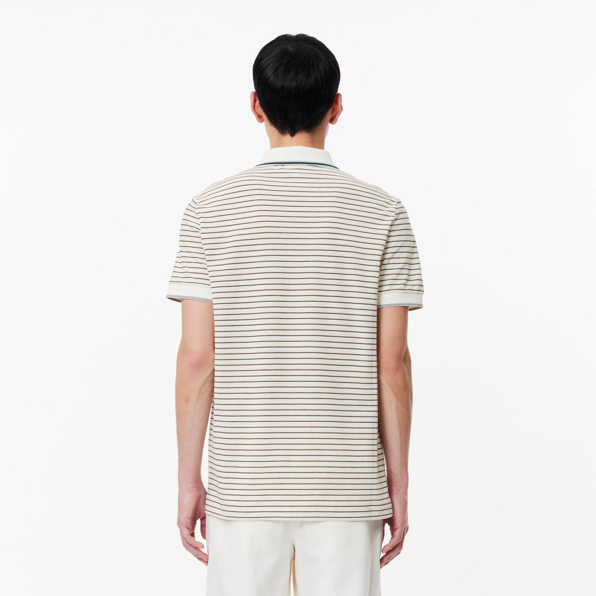 Poloshirt aus gestreiftem Baumwoll-Piqué mit kultigem Aufnäher Kurze Ärmel - Weiss - Lacoste - Herren