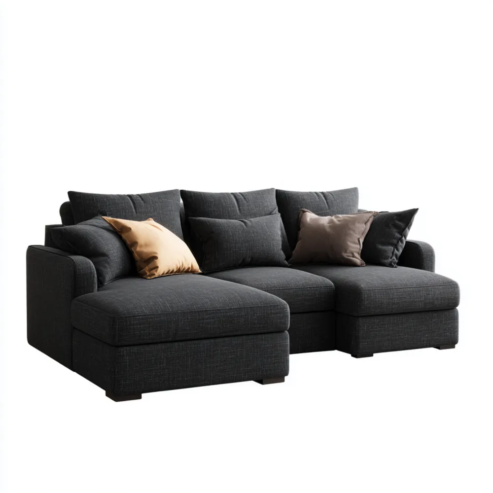Ecksofa Stoff 300x100x80 cm – Dunkelgrau – Modernes Design