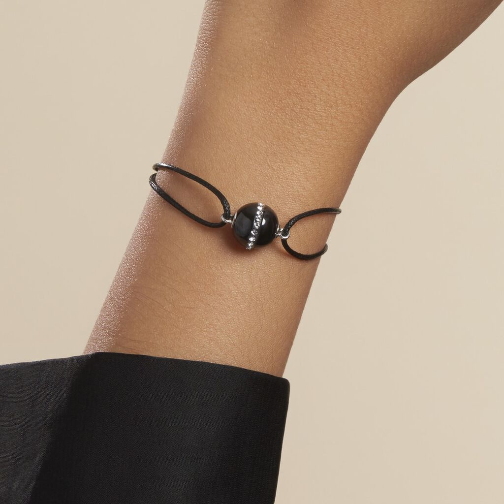 Bracelet Nina Cera Argent Blanc Strass Et Céramique