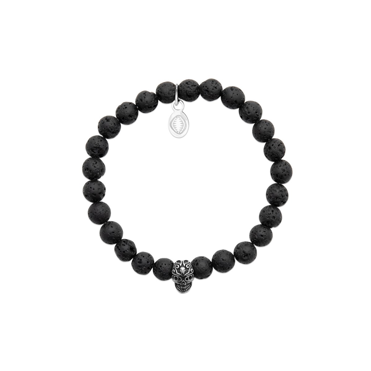 Bracelet Brillaxis Pierre de lave Tête de mort