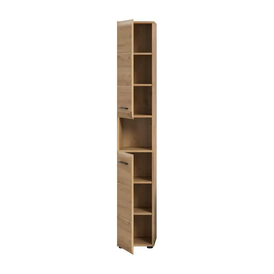 Hioshop Ice kolomkast 2 deuren- 1 plank eiken decor