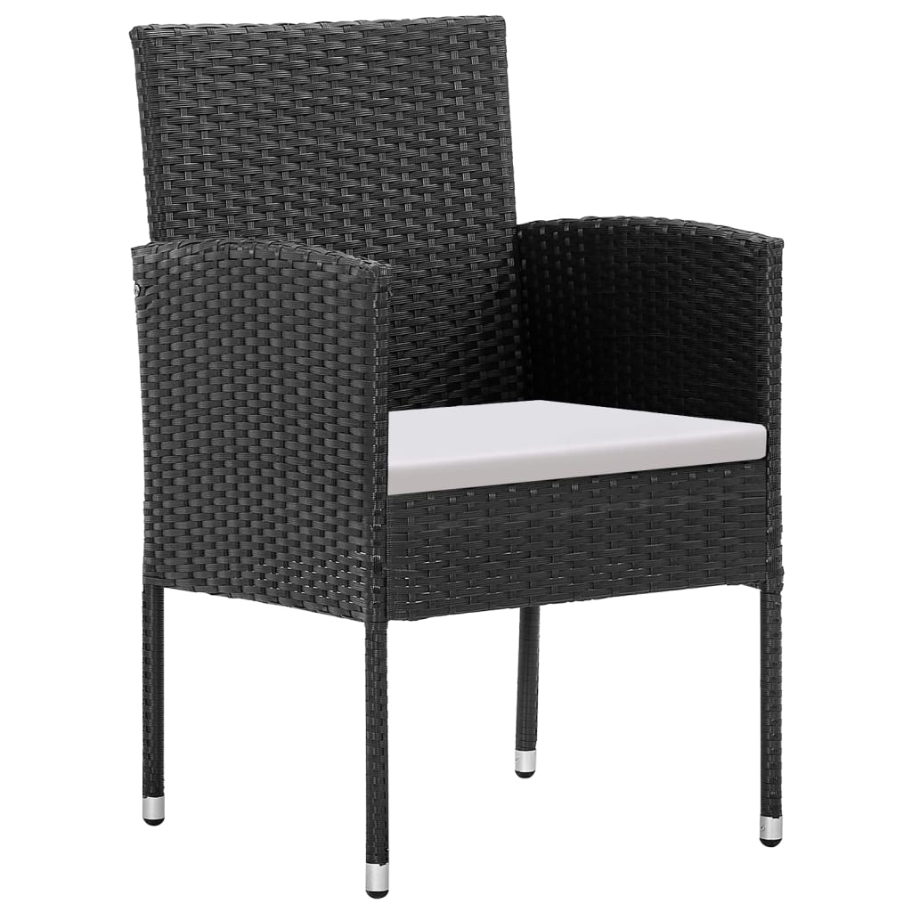 Mobilier à dîner salon de jardin et coussins 5 pièces noir résine tressée