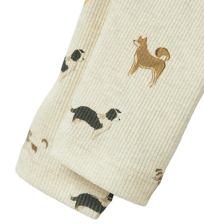 Name It Leggings - Rib - NbmBark - Peyote Melange m. Hunde