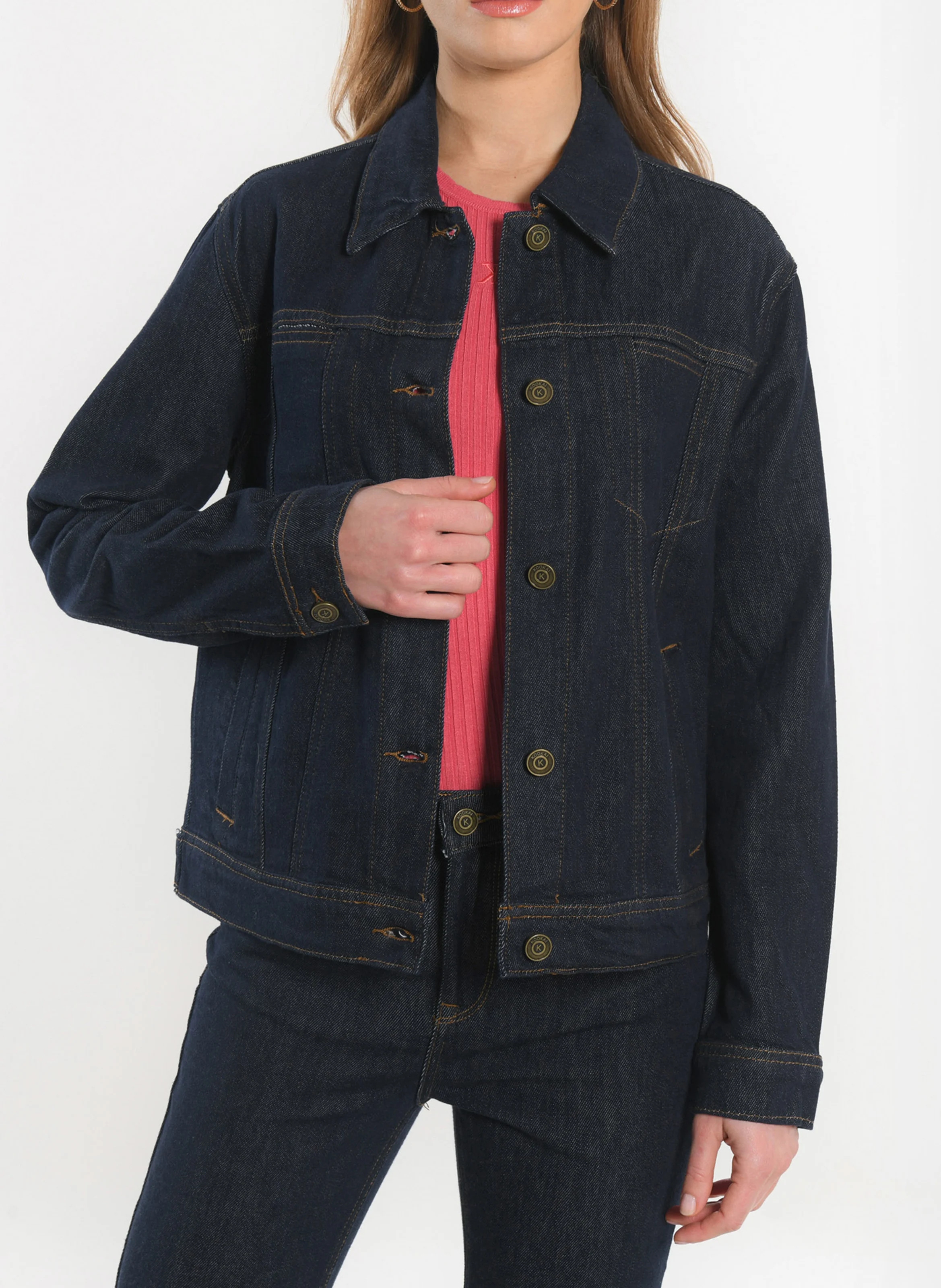 STACY - Veste en jean col classique | Noir