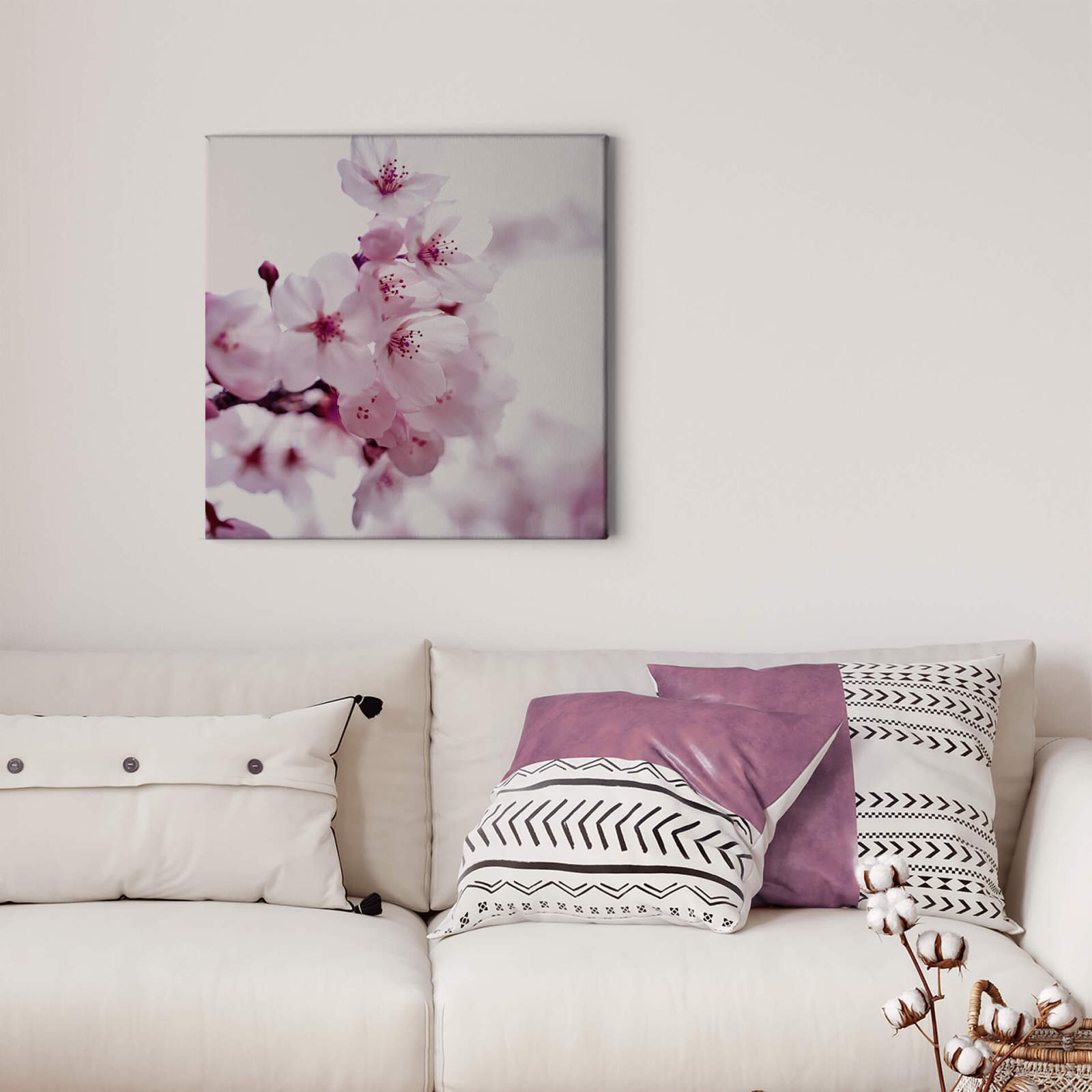 Leinwandbild KIRSCHBLÜTEN - rosa - 50x50 cm