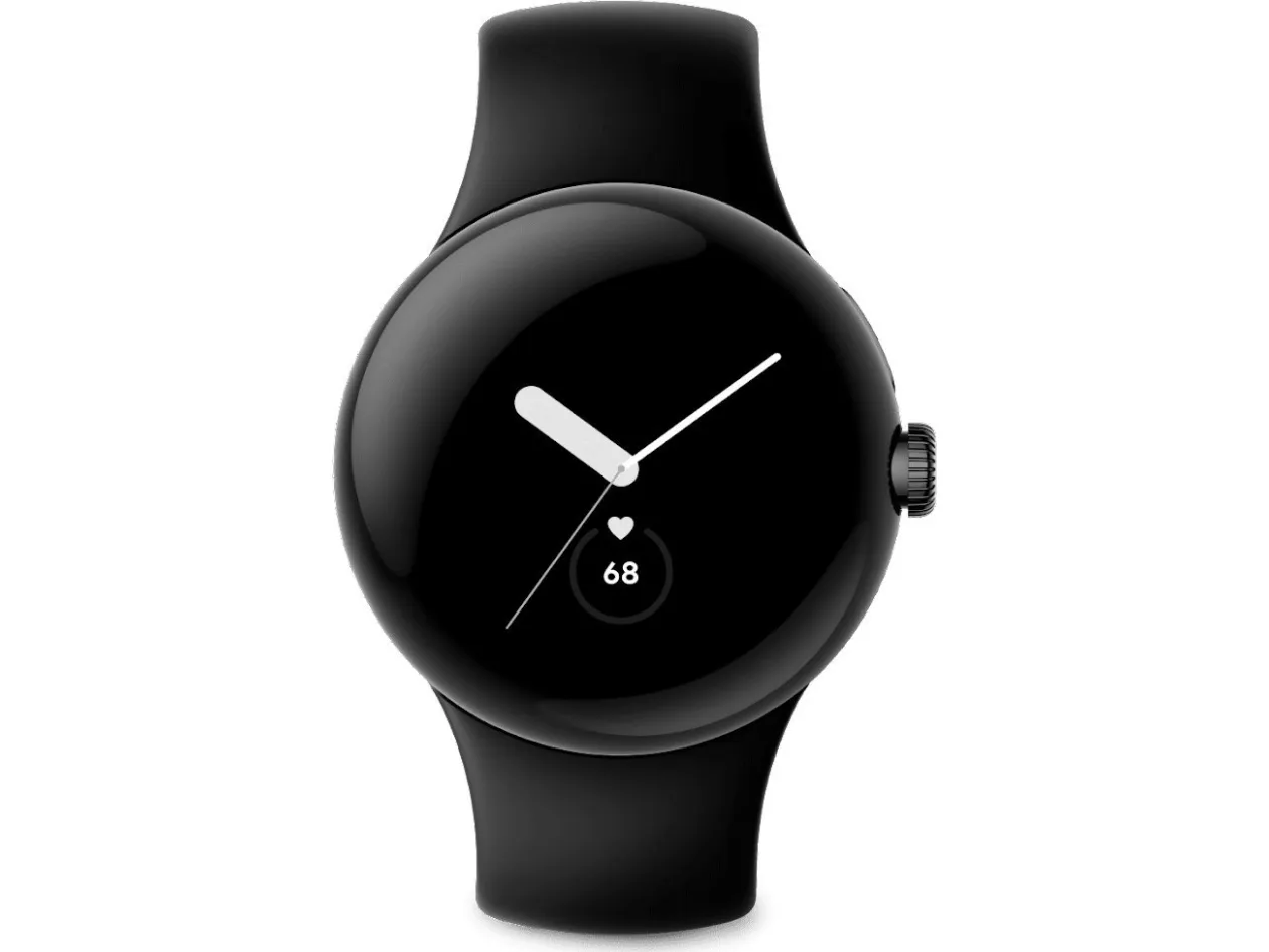 Google Pixel Watch - Matsort - smart ur med bånd - fluoroelastomer - obsidian - båndstørrelse: L - 32 GB - Wi-Fi, NFC, Bluetooth - 36 g