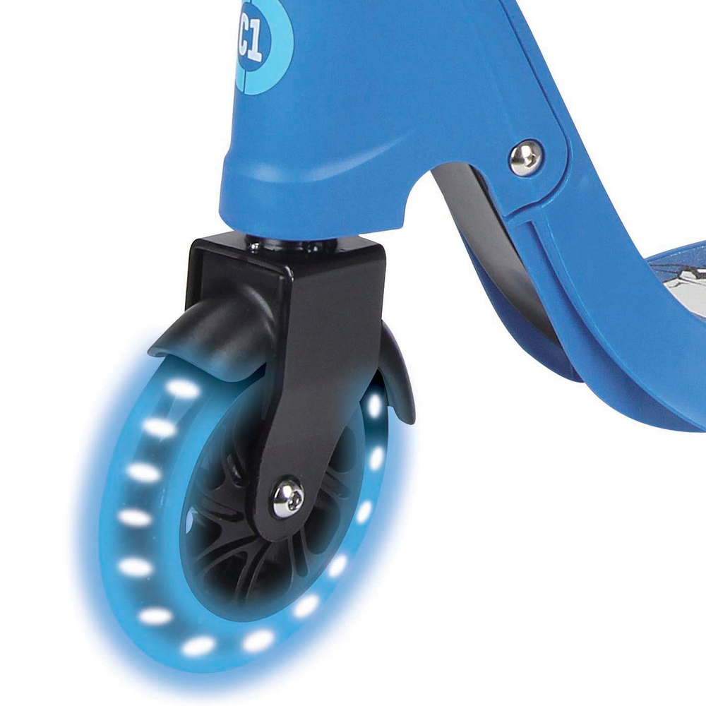 Aero C1 Blauer Inline-Scooter mit leuchtenden LED-Rädern