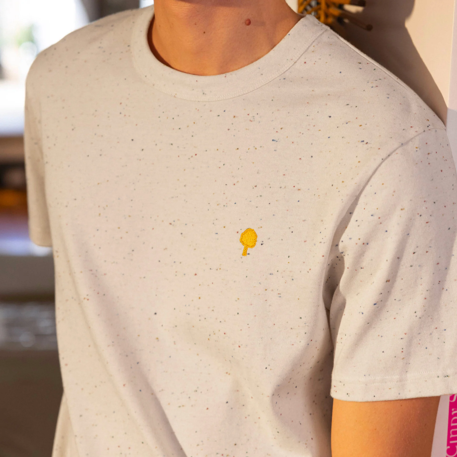T-shirt col rond écru & multicolore Coton bio et coton - modèle Lugny
