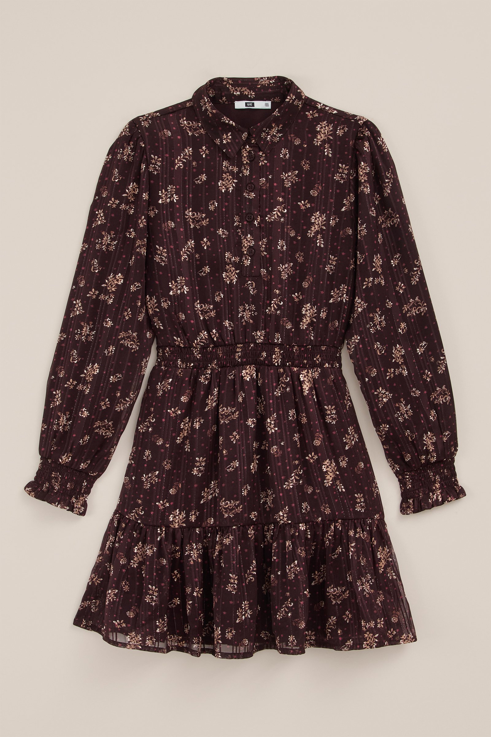 Meisjes jurk met dessin WE Fashion Donkerbruin