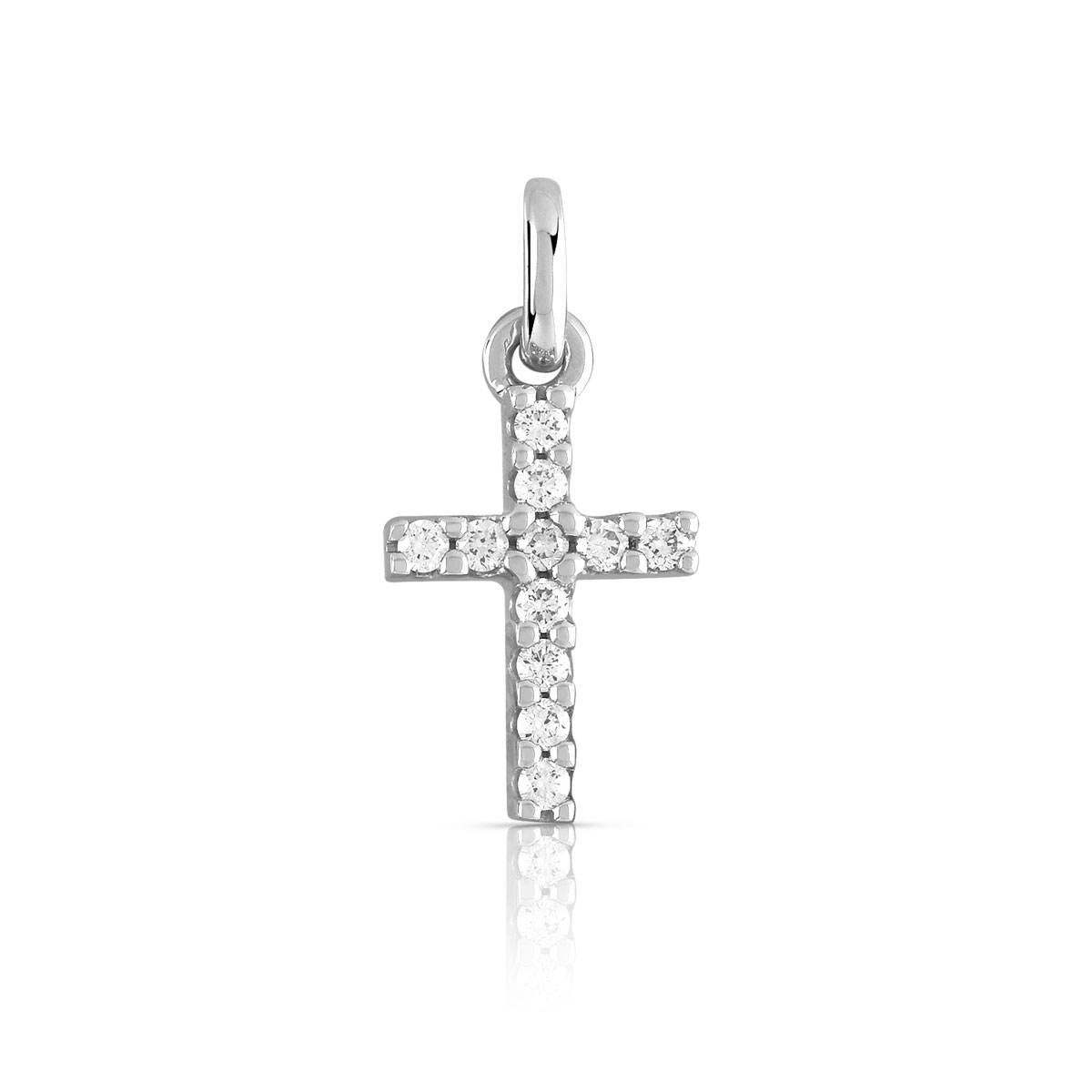 Pendentif croix or 750 blanc diamants