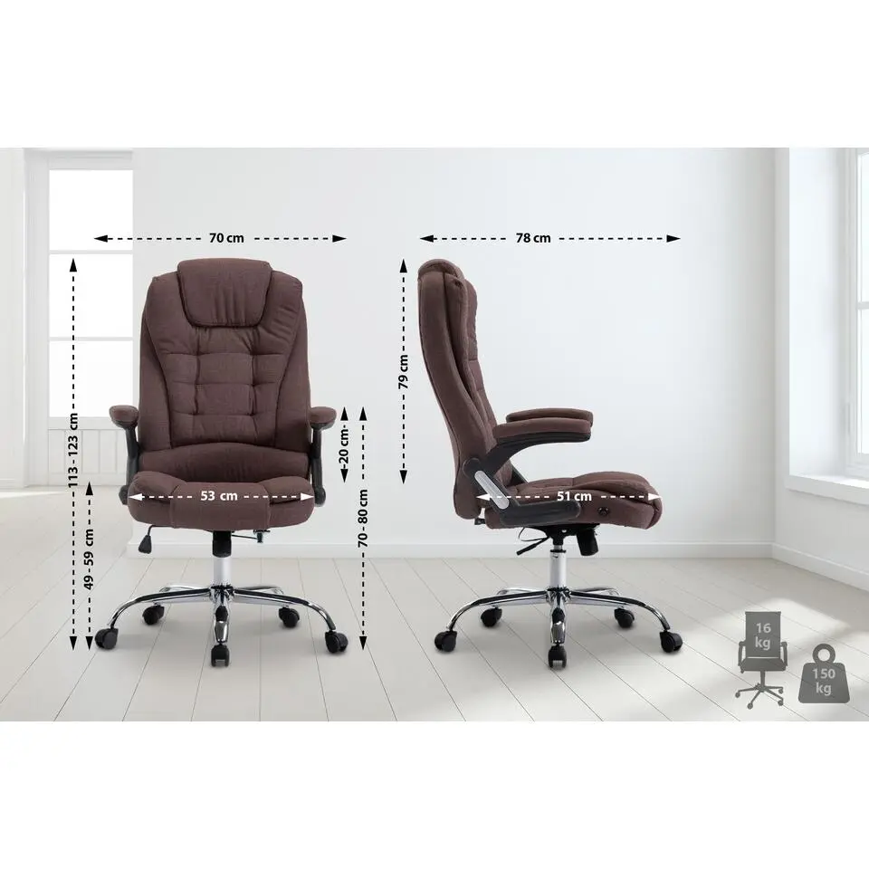CLP Bureaustoel Thor chroom Frame - Stof - bruin