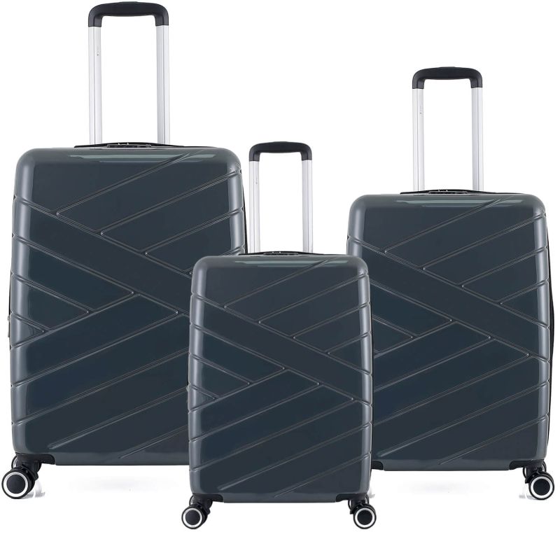 Lot de 3 valises rigides 395 Extensibles 55, 66 et 76 cm Gris foncé