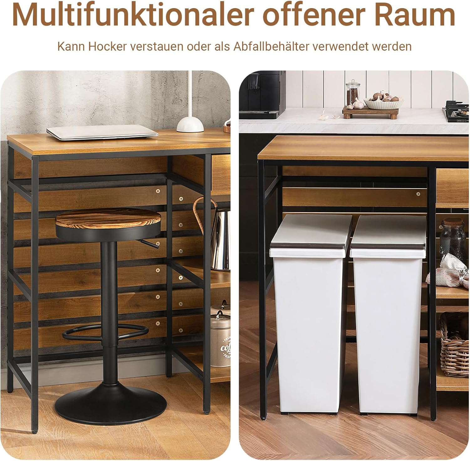 SoBuy Küchenwagen mit Arbeitsplatte, Kücheninsel freistehend, Servierwagen mit Rollen und Schublade, Küchenschrank mit offenen Ablagen, Vintage, BHT ca. 120x90x45cm, FSB71-PF