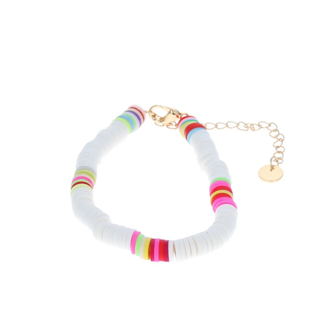 Bracelet surfeur perles de heishi blanc Roodoudou