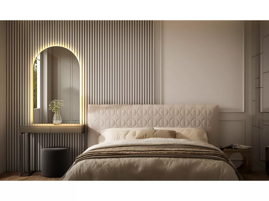 Miroir irrégulier minimaliste Semi-Ovale 50 x 90 cm LED pour la salle de bain - lumière chaude
