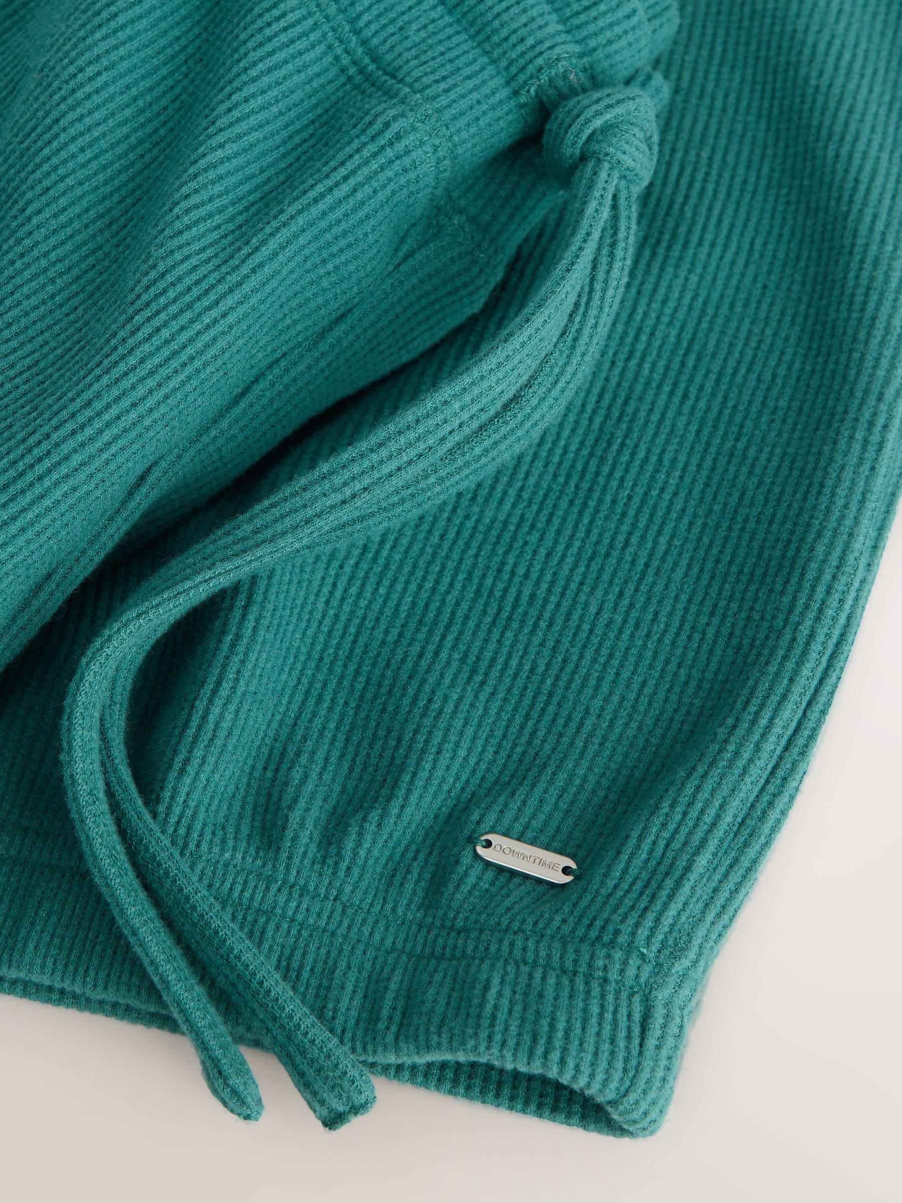 Blauwgroen - Gezellige pyjama met wafeldessin en lange mouwen