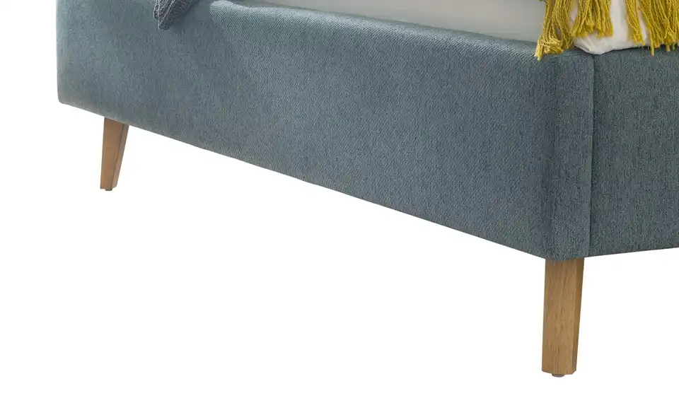 Polsterbett Blau 160 cm ohne Bettkasten Eiche