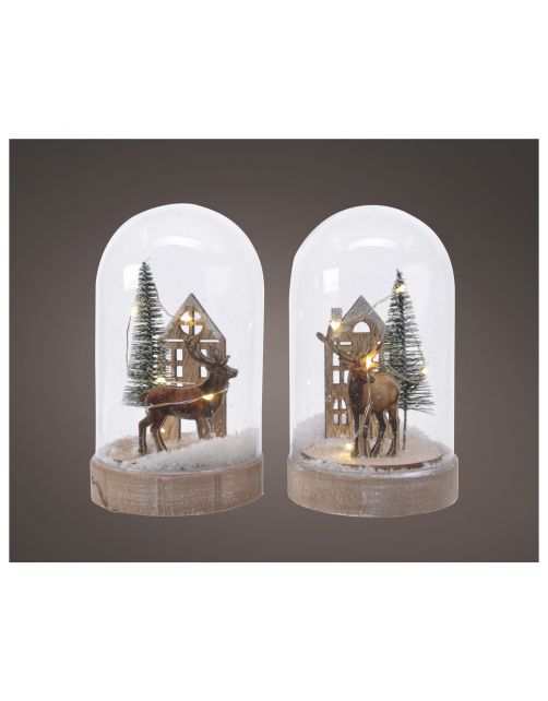 Lumineo Winter Scene Onder Stolp - Decoratie - Ø8.5x15 cm Warm Wit 5 led