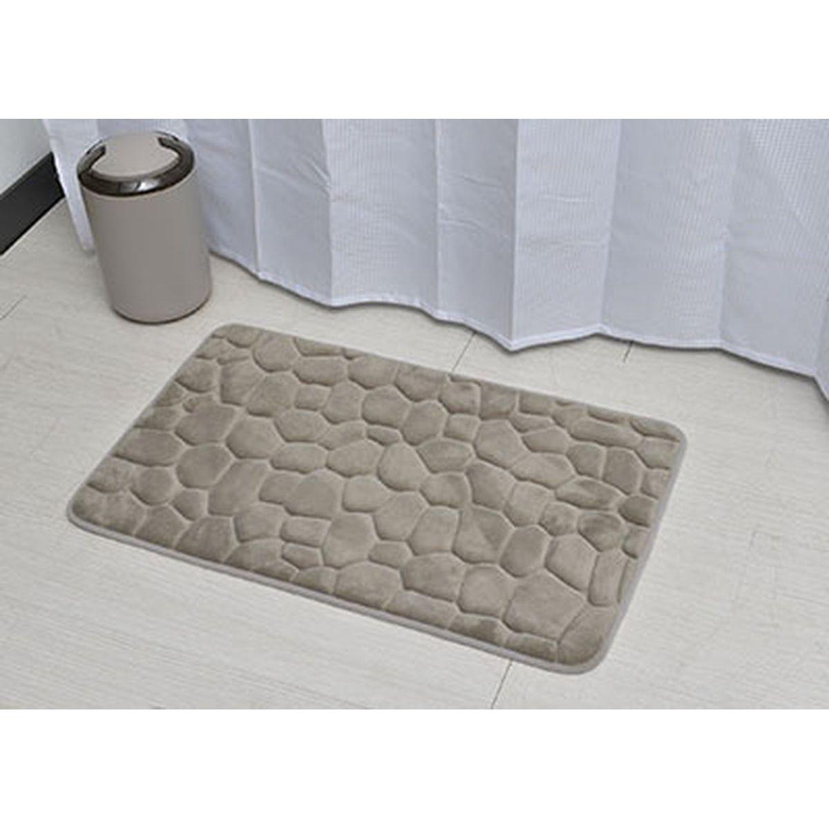 TAPIS MEMOIRE DE FORME MICROFIBRE GALET 50X80 CM TAUPE