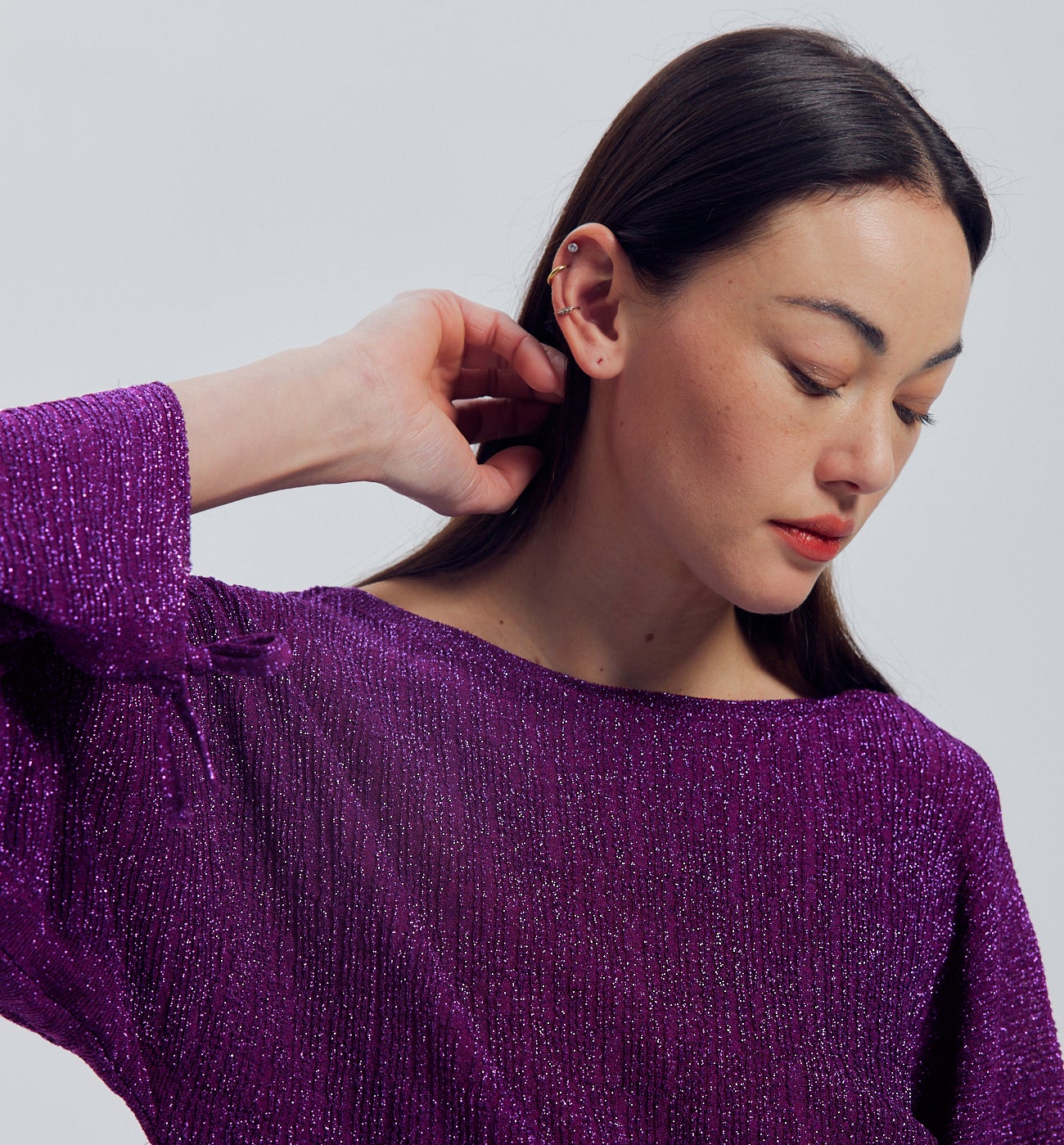 Pull fin à paillettes Femme - Violet