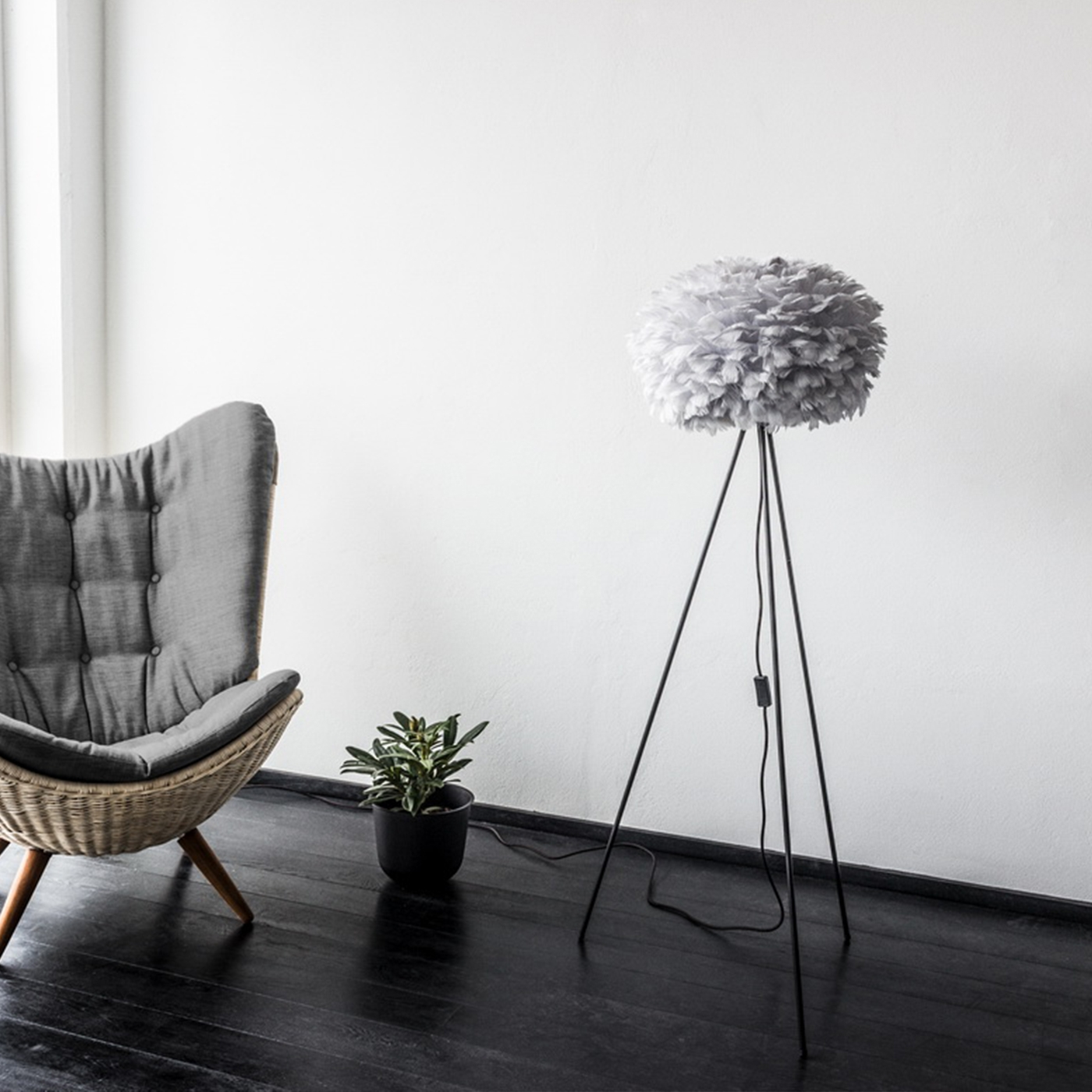 Vloerlamp EOS Medium Ø45cm Tripod zwart Wit