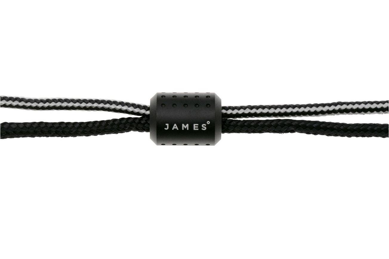 The James Brand The Alder ES215970-10 Black Titanium, Black/BW, paracord lanyard met bead