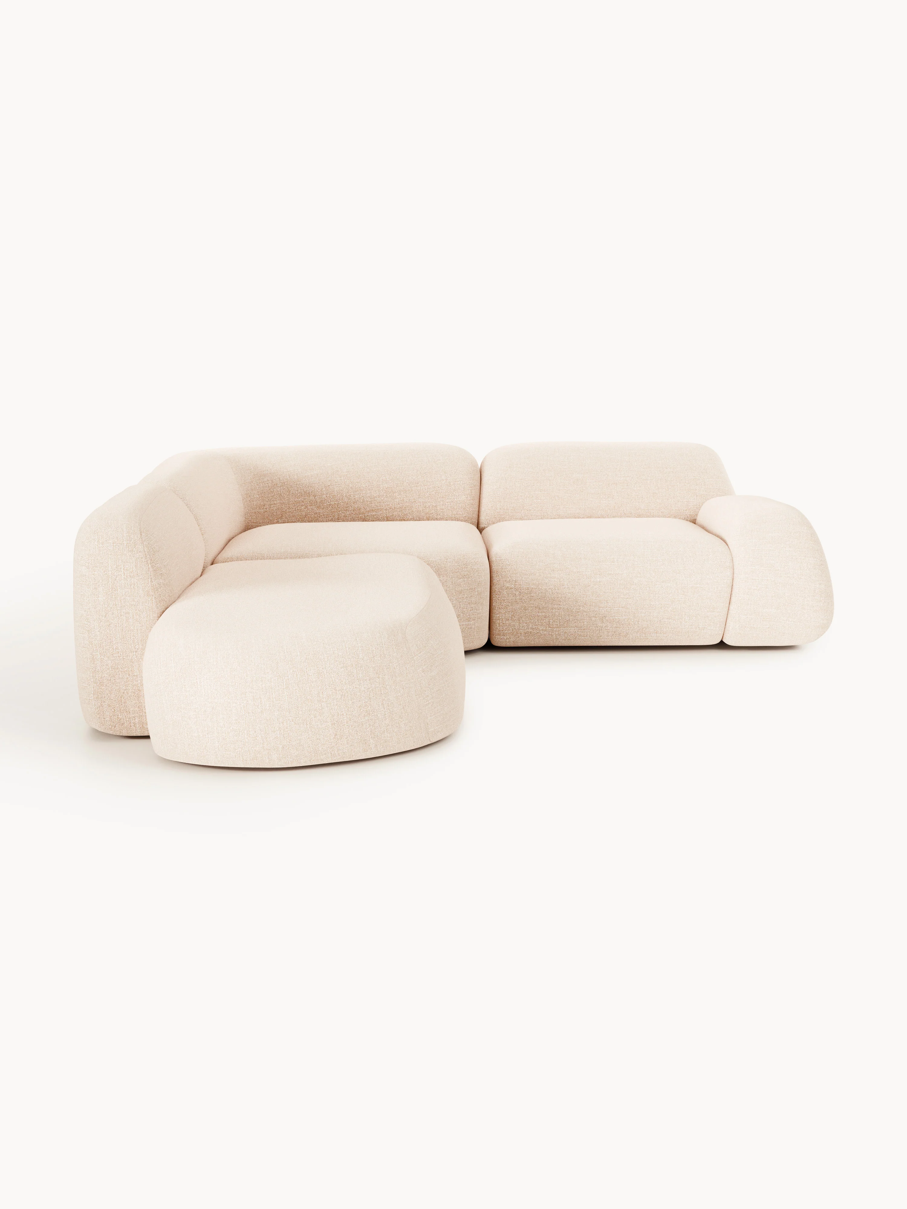 Modulaire bouclé hoekbank Wolke (4-zits) met chaise longue