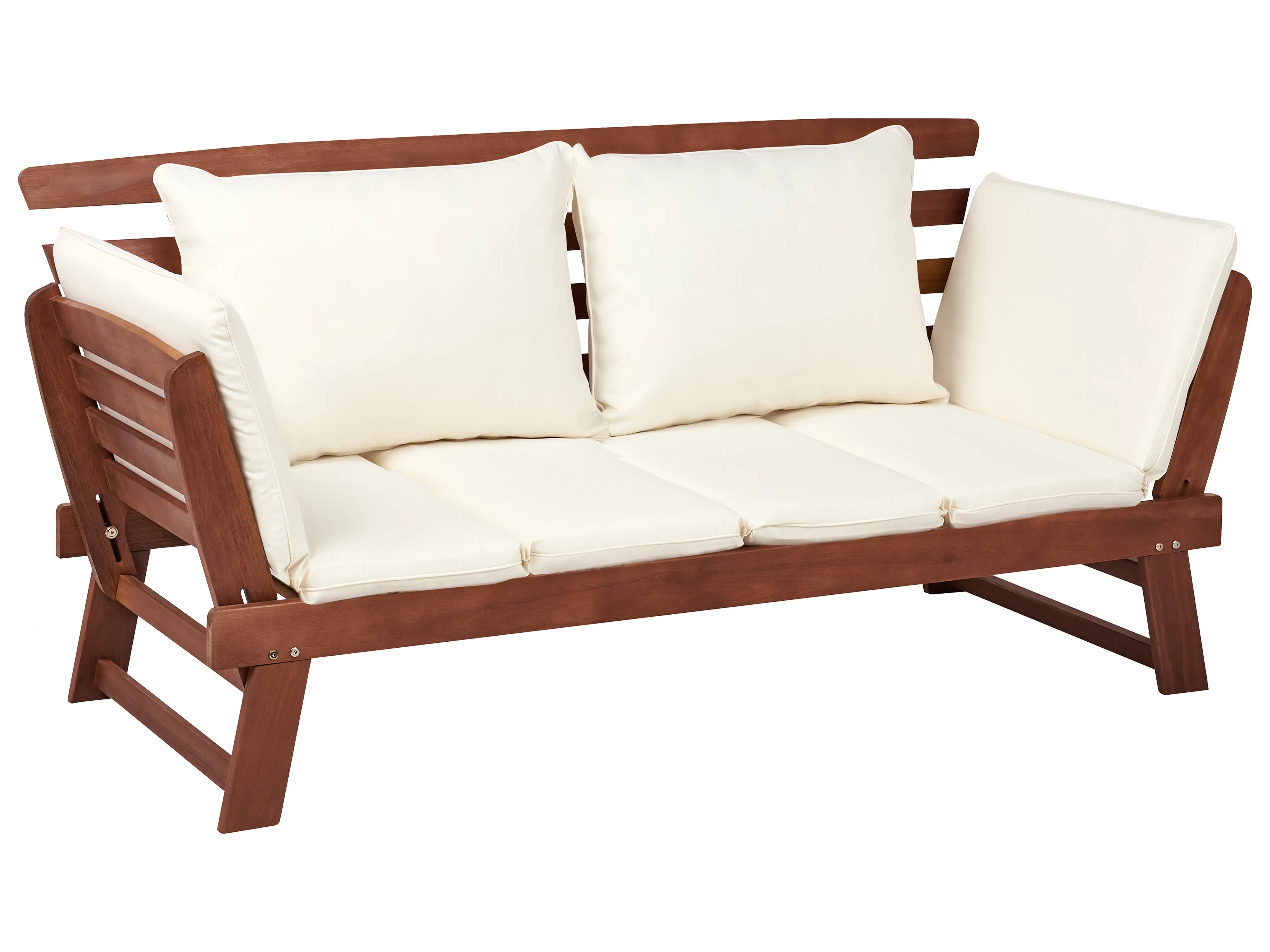 Tuinbank met zitkussen PORTICI 210 cm Eucalyptushout Donkerbruin/wit