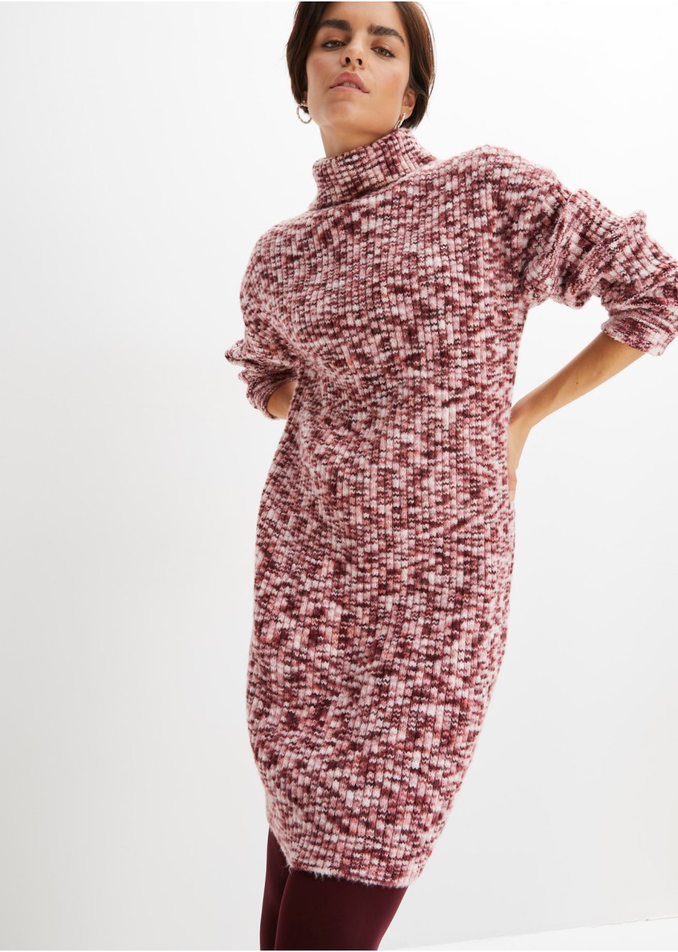 Robe en maille avec col roulé en polyester recyclé