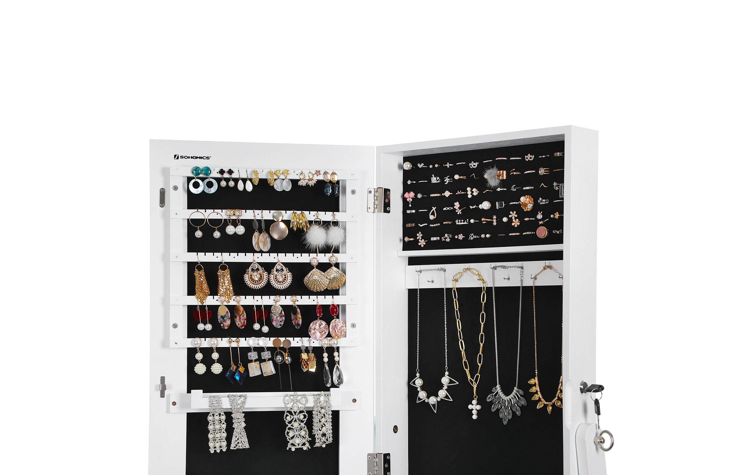 Schmuckschrank 41,1 x 36,5 x 151.5 cm<br>Standspiegel mit Stauraum für Schmuck