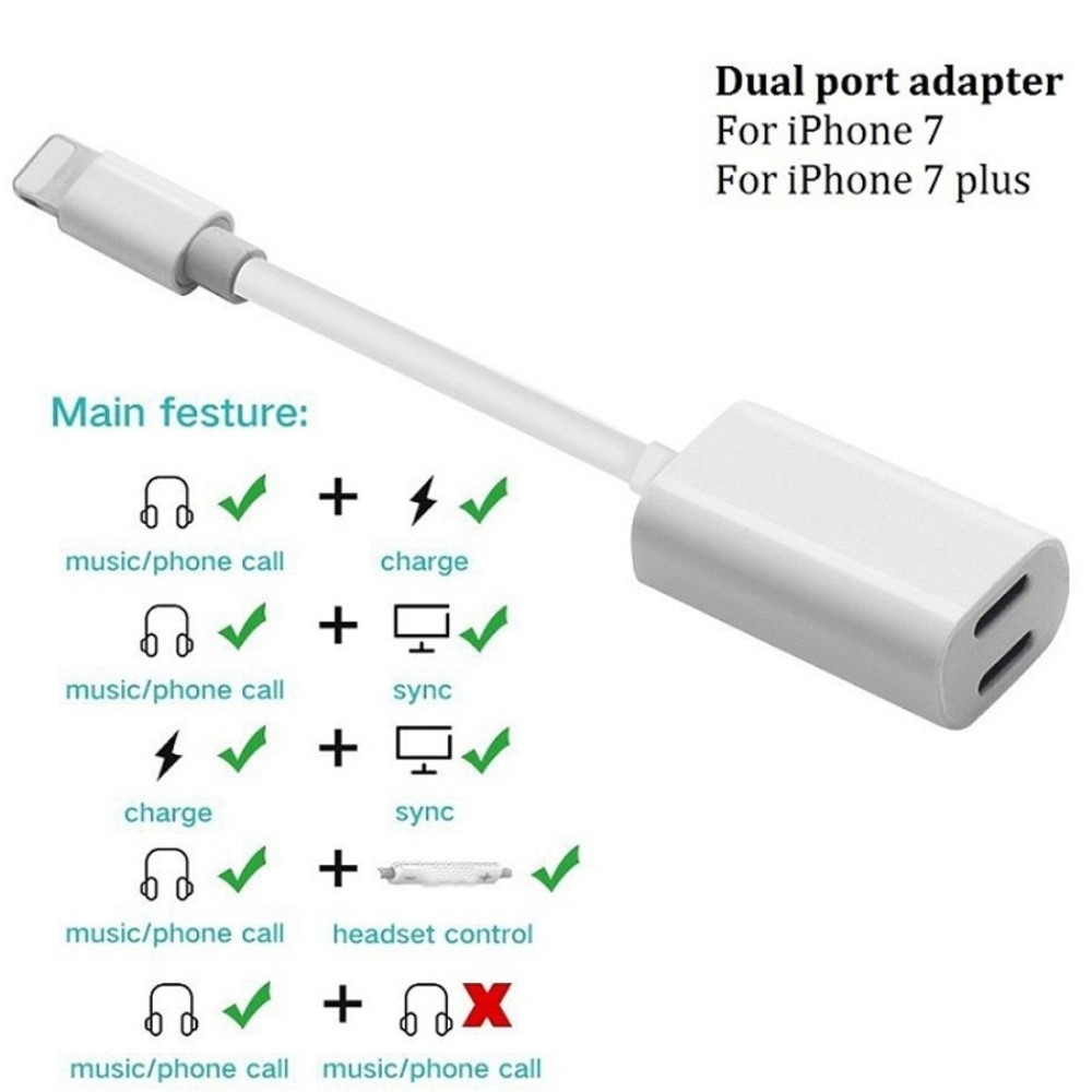(5.5cm) Dual Lightning Audio und Lade Adapter Splitter - Weiss
