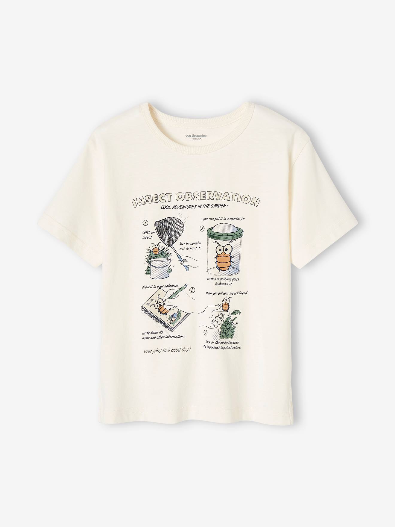Camiseta branca com estampa de insetos para meninos