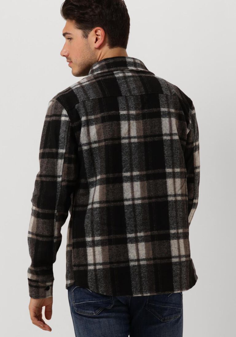 PUREWHITE zwarte purewhite overshirt check wool look shirt