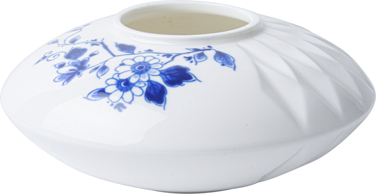 Heinen Delfts Blauw vaas Vouw blauw D 12 H 5 cm