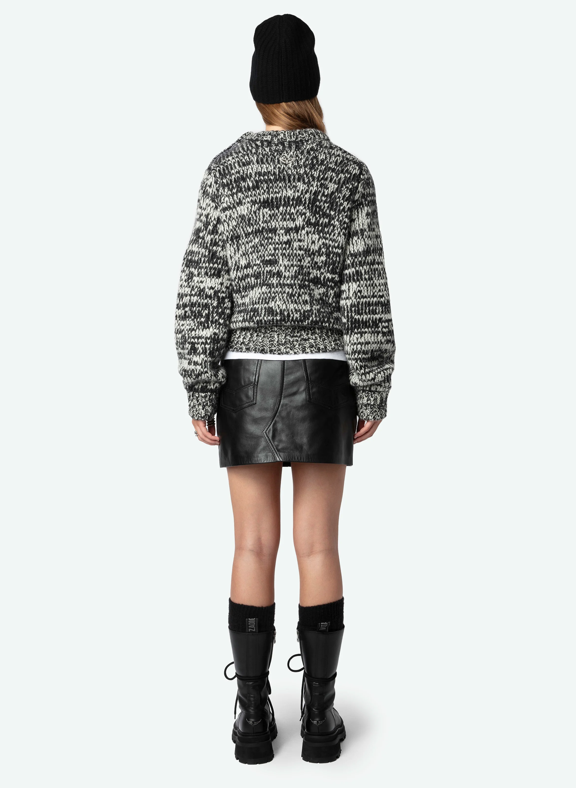 TEVA - Pull maille effet tweed en laine mélangée | Noir