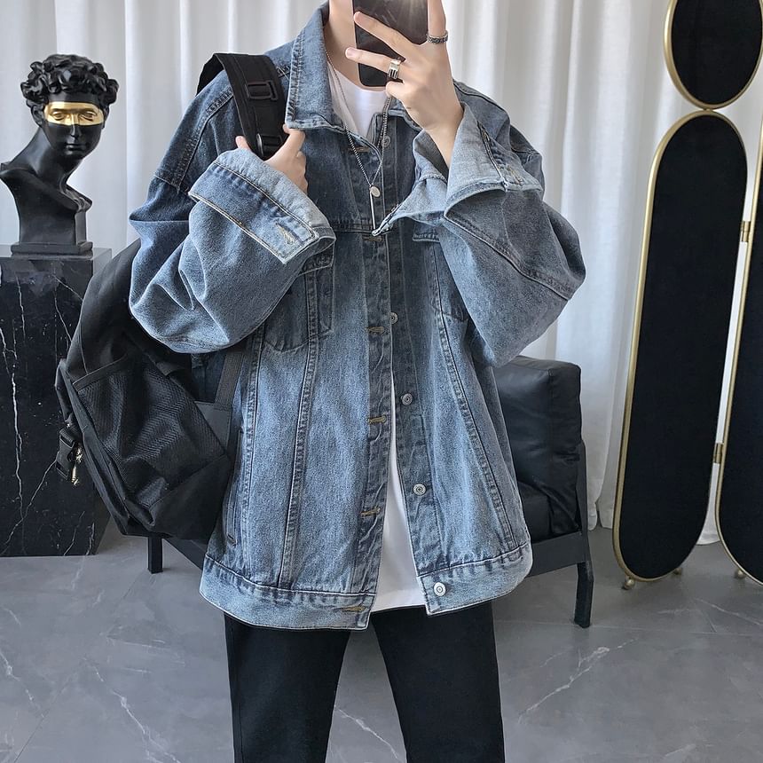 Adotuastic - Denim enkelrijsjas met zakdetail