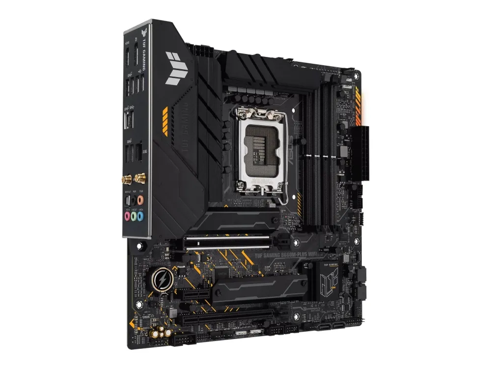 ASUS TUF GAMING B660M-PLUS WIFI - Bundkort - micro ATX - LGA1700 sokkel - B660 Chipset - USB-C Gen 2x2, USB 3.2 Gen 1, USB 3.2 Gen 2, USB-C Gen1 - 2.5 Gigabit LAN, Wi-Fi 6, Bluetooth - onboard grafik (CPU påkrævet) - HD Audio (8-kanaler)