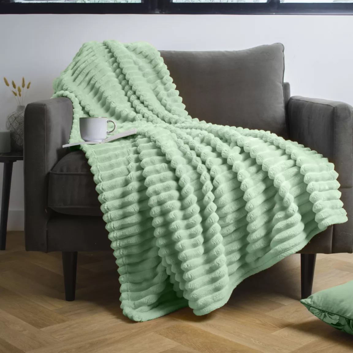 Plaid doux (125 x 150 cm) Dune Vert sauge