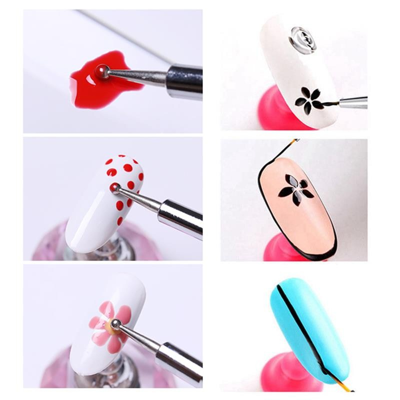 (3-tlg. Set) Nail Art Nageldesign Dekorier Pinsel Liner Pen für UV / Acryl Gel - Gold (Glitzer)