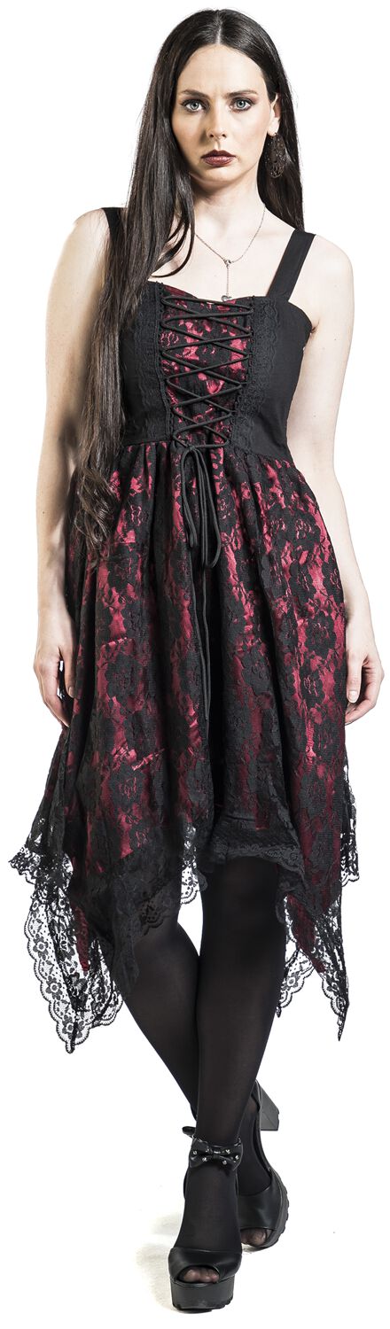 Robe avec bords en dentelle & fermeture Éclair | Gothicana by EMP Robe courte
