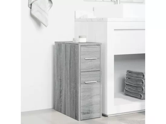 Armoire de salle de bain étroite avec roulettes sonoma gris