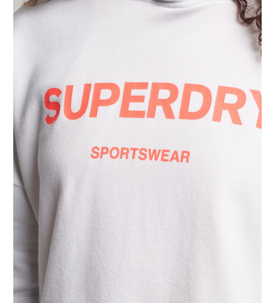 Blusa de moletom cropped Superdry Core Sport com corte quadrado, branca