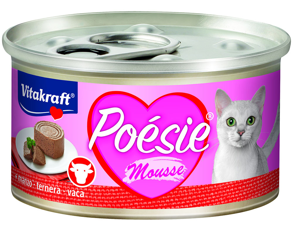 COMIDA HÚMIDA PARA GATO VITAKRAFT POESIE MOUSSE VACA 85G